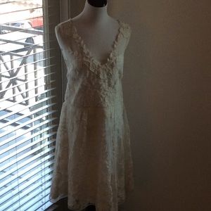 BHLDN illusion strap embroidered overlay dress